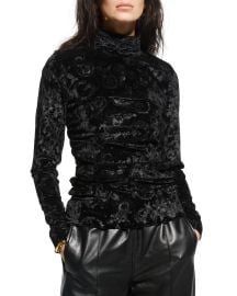 Ganni Velvet Jersey Turtleneck Top at Neiman Marcus