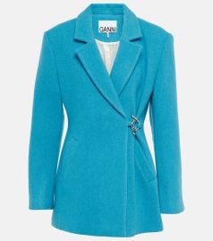 Ganni Wool Blend Twill Blazer at Mytheresa