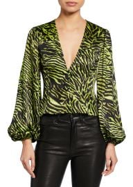 Ganni tiger print blouse at Bergdorf Goodman