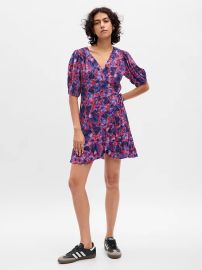 Gap Floral Mini Wrap Dress at Gap