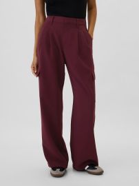 Gap High Rise Easy Wide Leg Cargo Trousers in burgundy pinot noir at Gap