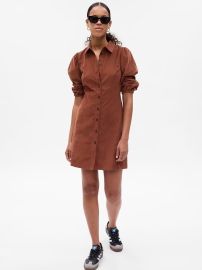 Gap Puff Sleeve Corduroy Mini Dress in Saddle Brown at Gap