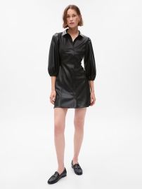 Gap Puff Sleeve Vegan Leather Mini Dress at Gap