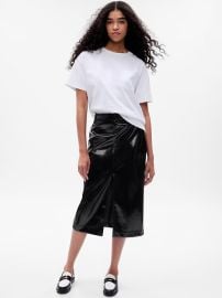 Gap Vegan Leather Midi Skirt at GAP