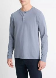 Garment Dye Cotton Long-Sleeve Henley in Products Men at Vince