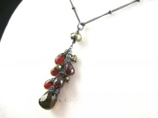 Garnet Smoky Quartz Necklace at Etsy