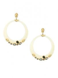 Gas Bijoux - Lodge 24K Goldplated Studded Drop Resin Hoops at Saks Fifth Avenue