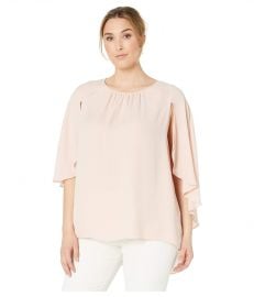 Gathered Crew Neck Cape Blouse at Zappos