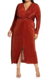 Gathered Long Sleeve A-Line Dress by Charles Henry at Nordstrom