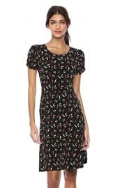 Gathered Short Sleeve Crew Neck Fit and Flare Dress at Amazon