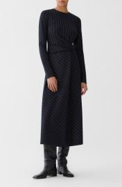 Gathered Waist Wool & Cotton Midi Dress at Nordstrom