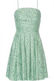 Gathered cotton-blend lace mini dress at The Outnet