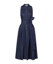 Gathered cotton-blend midi dress at Senser