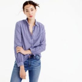 Gathered popover shirt in two-tone gingham at J. Crew