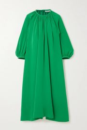 Gathered silk midi dress at Net a Porter