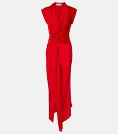Gathered silk-trimmed jersey maxi dress at Mytheresa