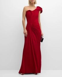 Gaurav Gupta Sculpted One Shoulder Jersey Gown at Neiman Marcus