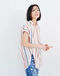 Gauze Central Tunic Shirt in Rainbow Stripe at Madewell