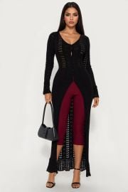 Geena Long Pointelle Cardigan Sweater - Black Fashion Nova at Fashion Nova