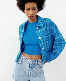 Gem Buttons Textured Jacket at Zara