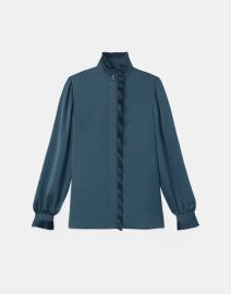 Gemma Pleated Blouse In Satin  Lafayette 148 New York at Lafayette 148 NY