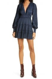 Gemma Smocked Long Sleeve Satin A-Line Dress at Nordstrom