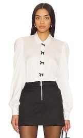 Generation Love Arly Bow Blouse In White Black at Revolve