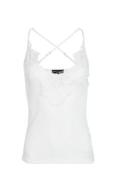 Genevieve White Lace-Trim Cami Generation Love at Generation Love