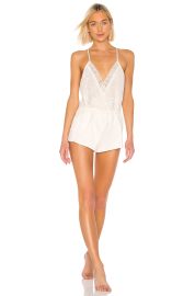 Genevive Charmeuse Lace Romper at Revolve