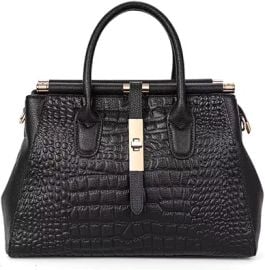Genuine Leather Crocodile Print Handbag - Large Capacity Detachable Strap Color-blocked Women's Cross-body Tote at Amazon
