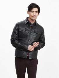 Genuine Leather shirt jacket at Banana Republic