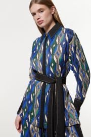 Geo Amelia Graham Printed Viscose Satin Tie Waist Blouse at Karen Millen