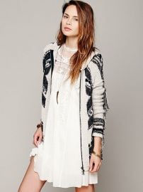 Geo Fringe Hooded Cardigan at Free People