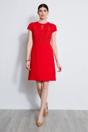 Geo Lace Inset Dress Elie Tahari at Elie Tahari