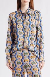 Geo Print Satin Button-Up Shirt at Nordstrom
