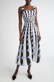 Geo Print Silk Twill Belted Midi Dress at Nordstrom