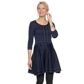 Geometric  Fit  Flare Dress by Nina Leonard at Kohls