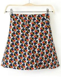 Geometric Print Skirt at Romwe