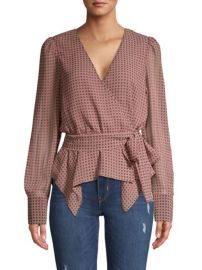 Geometric-Print Wrap Top at Lord & Taylor