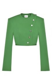 George Keburia Cropped Blazer with Diagonal Buttons at George Keburia