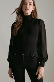 Georgette Sleeve Knit Sweater at Karen Millen