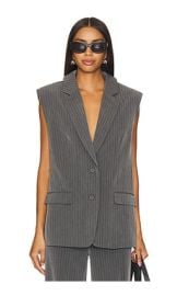 Gestuz Joelle Waistcoat In Grey Pinstripe at Revolve