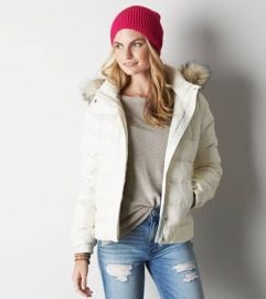 Get Down Hooded Puffer Jacket at American Eagle