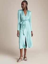 Ghost Meryl Satin Button Dress Jade Green at  amp Partners at John Lewis