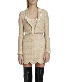 Giambattista Valli Boucle-Trim Metallic Paillette Tweed Crop Jacket at Neiman Marcus