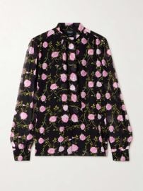 Giambattista Valli Pussy bow Floral print Silk chiffon Blouse at Net a Porter