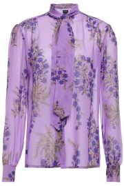 Giambattista Valli Tie-neck floral-print silk-georgette blouse at The Outnet