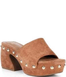 Gianni Bini Abbott Studded Suede Square Toe Platform Slide Sandals Dillardx27s at Dillards