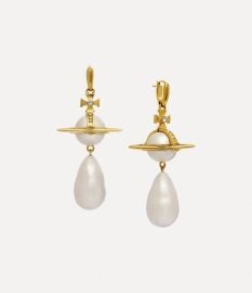 Giant Pearl Drop Earrings in Gold Creamrose Pearl for Women Vivienne Westwood at Vivienne Westwood