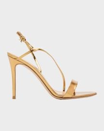 Gianvito Rossi 95mm Manhattan Metallic Leather Sandals at Neiman Marcus